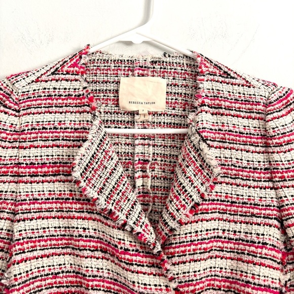 Rebecca Taylor Optic Tweed Sheath Dress & Jacket Outfit Set Candy Apple Red Sz 2 - Picture 11 of 15